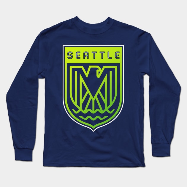Modern Seattle Seahawks Football team Emblem Long Sleeve T-Shirt by BooTeeQue